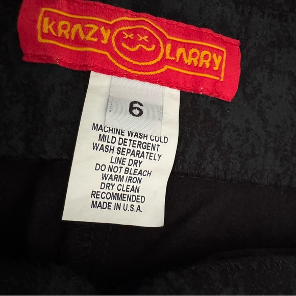 Krazy Larry Black & Grey Patterned Women's Pants, Size 6, Pull-on, Made in USA - Picture 5 of 6